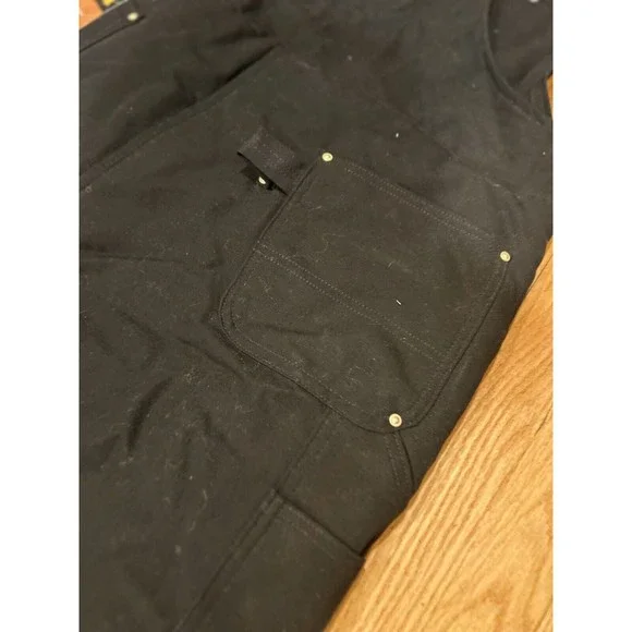 NWT Carhartt Men Quilt Lined Zip To Knee Bib Overalls Black $180 46x34 R03